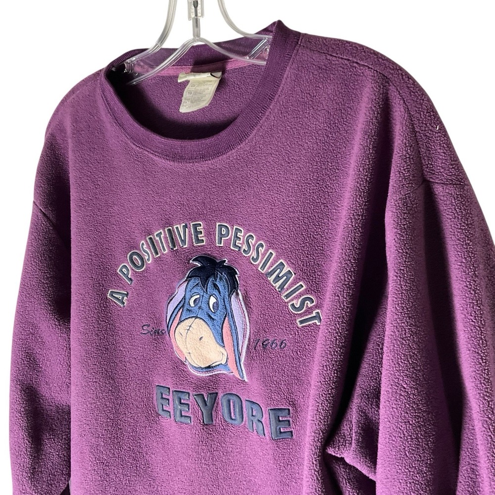 Disney Eeyore Positive Pessimist Fleece Pullover Sweatshirt Purple Size XL - Picture 2 of 6